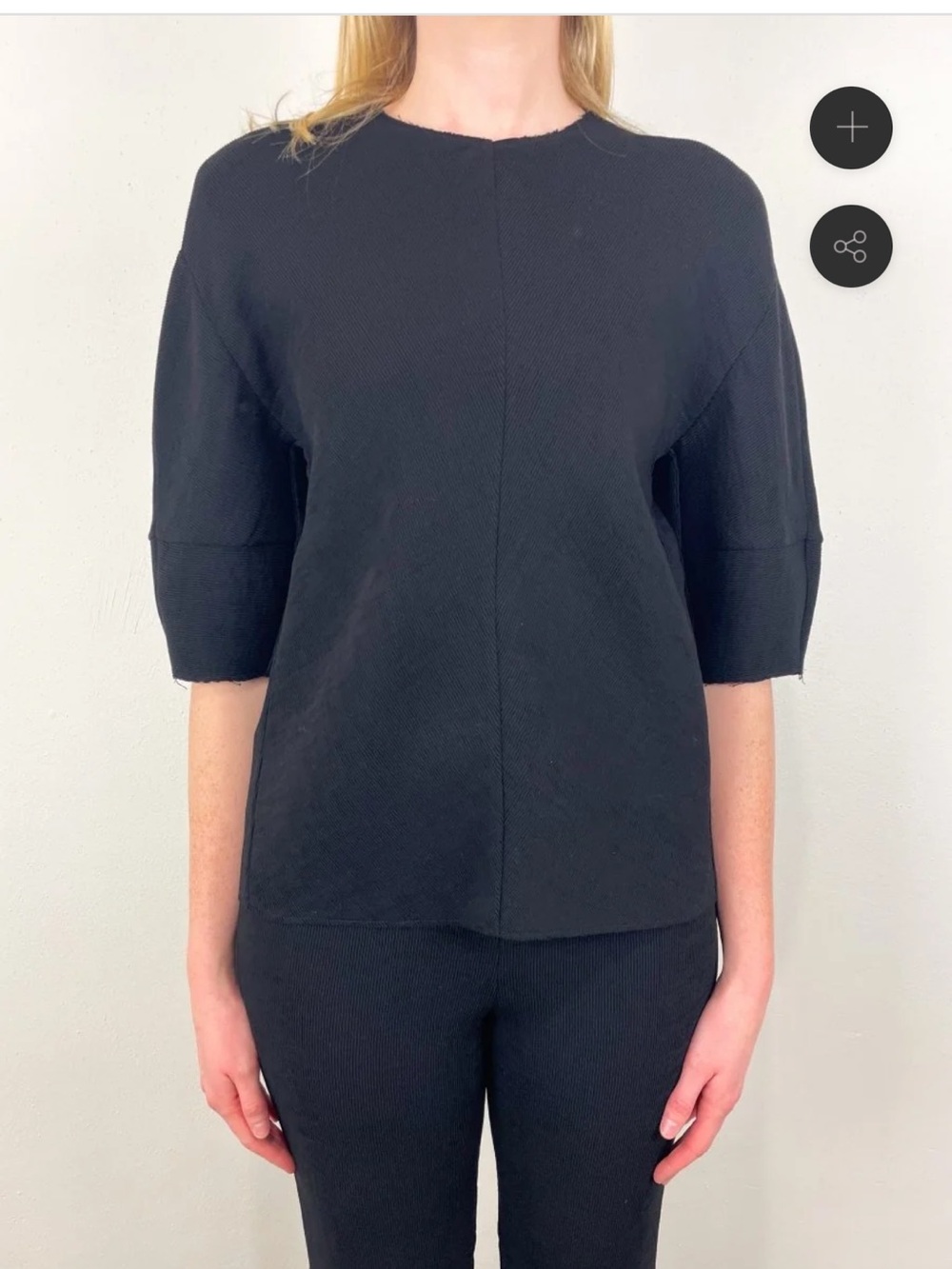 Tibi Black Boxy Sleeve Top